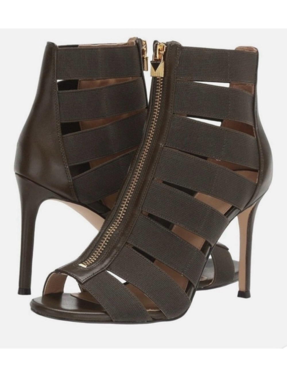 Michael Kors Dark Brown Strappy Zip Stiletto Sandal